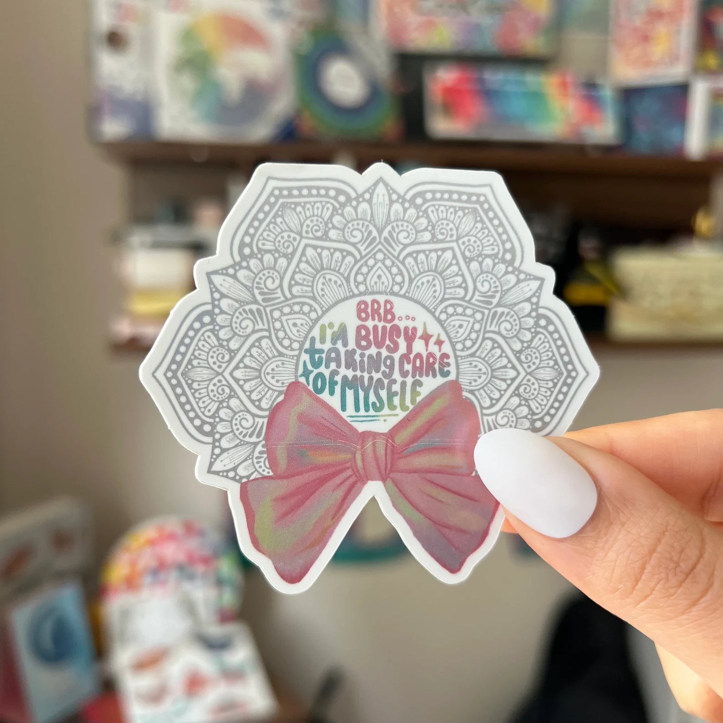 Mandala Bow Waterproof Sticker - Self Care Vinyl Decal