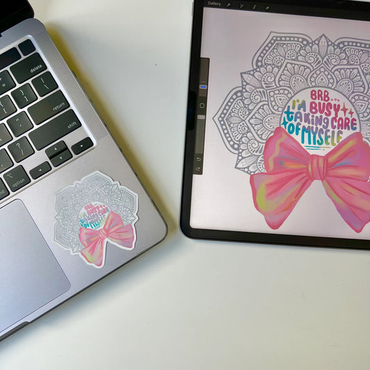 Mandala Bow Waterproof Sticker - Self Care Vinyl Decal