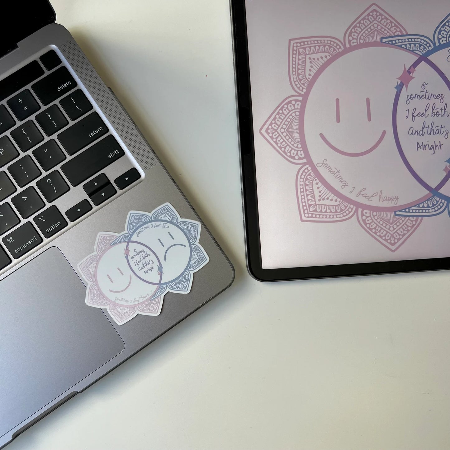Mixed Feelings Mandala Sticker – Holographic Waterproof Vinyl