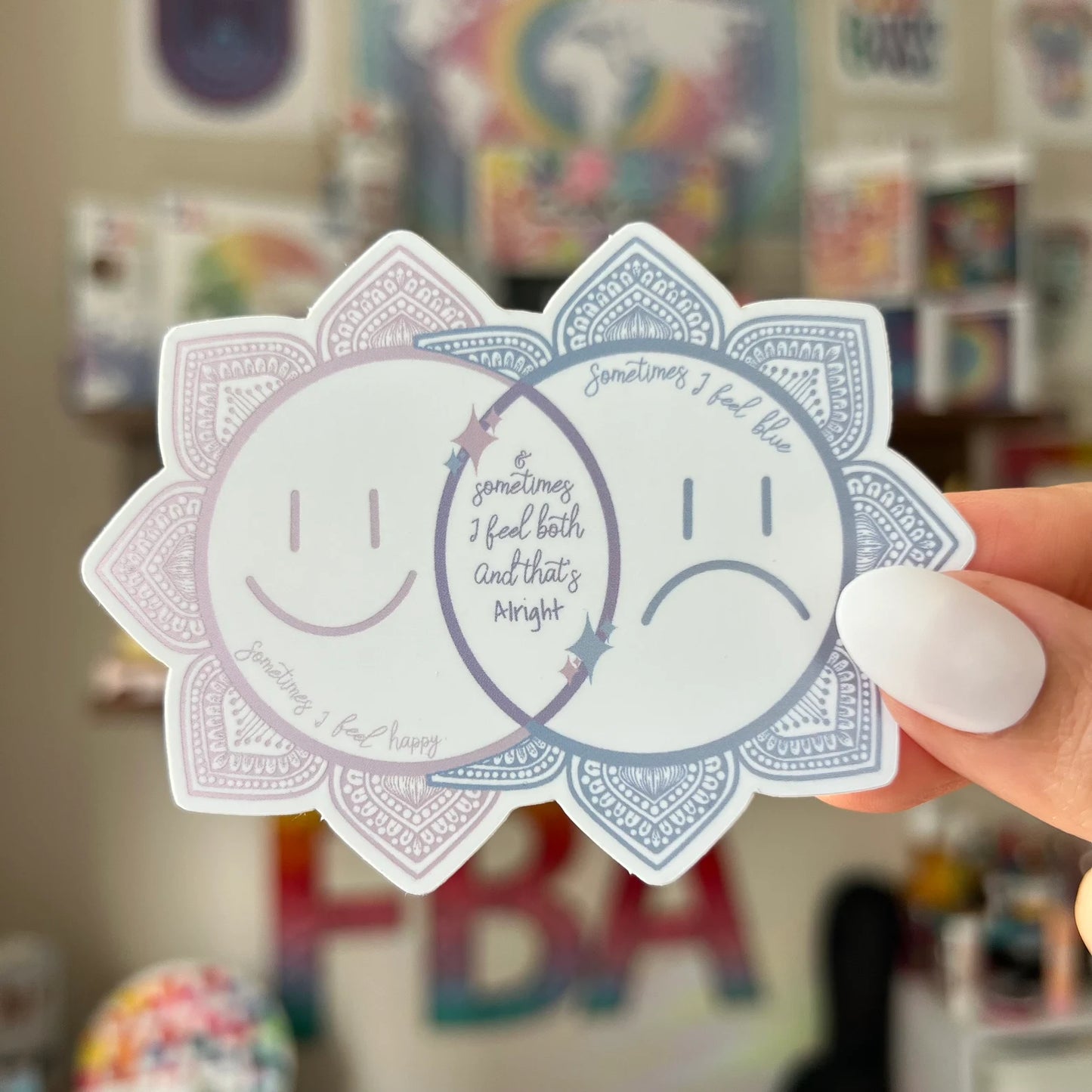 Mixed Feelings Mandala Sticker – Holographic Waterproof Vinyl