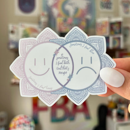 Mixed Feelings Mandala Sticker – Holographic Waterproof Vinyl