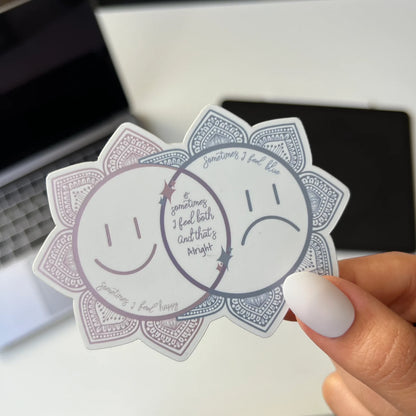 Mixed Feelings Mandala Sticker – Holographic Waterproof Vinyl