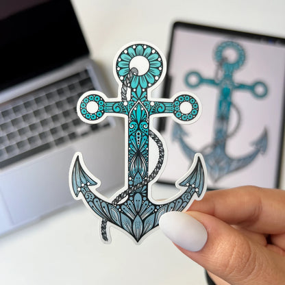 Zentangle anchor waterproof sticker
