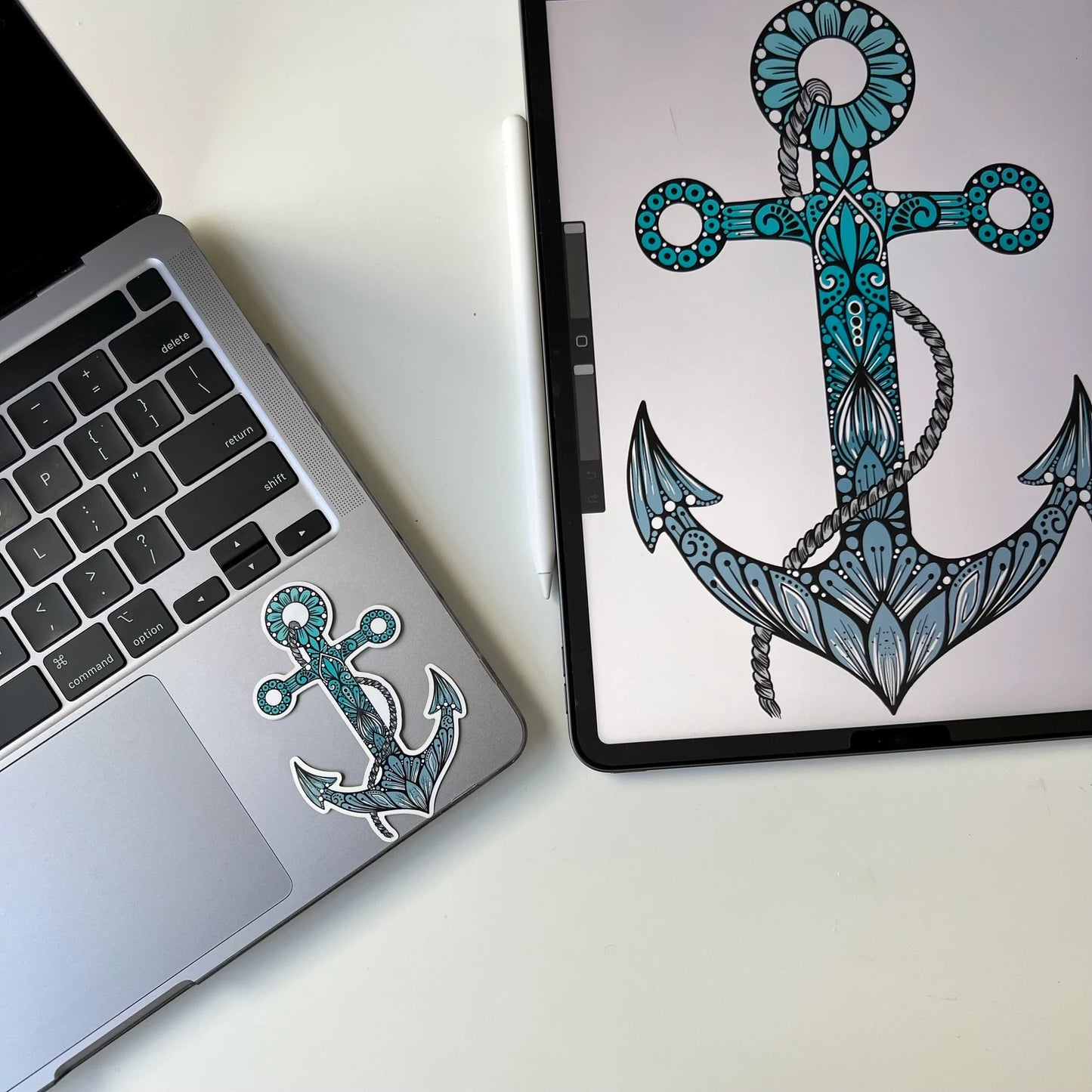 Zentangle anchor waterproof sticker