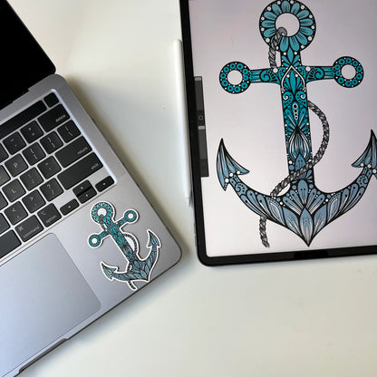 Zentangle anchor waterproof sticker