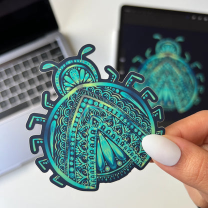 Mandala Ladybug Sticker – Waterproof Vinyl Decal