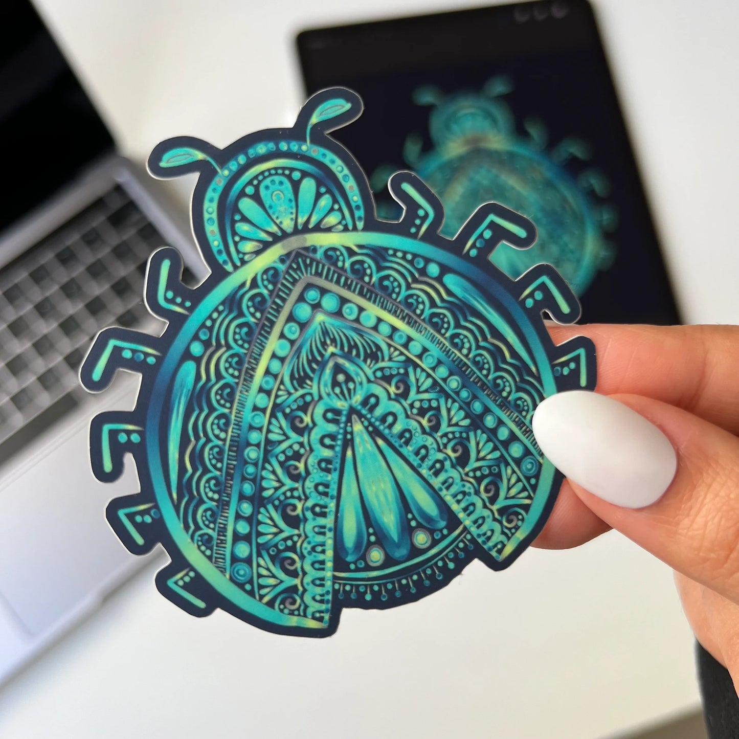 Mandala Ladybug Sticker – Waterproof Vinyl Decal