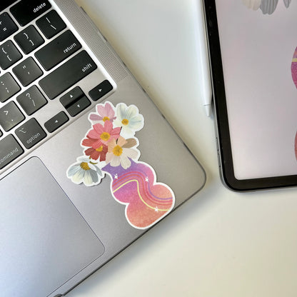 Floral Mandala Waterproof Sticker – Flower Vase Art