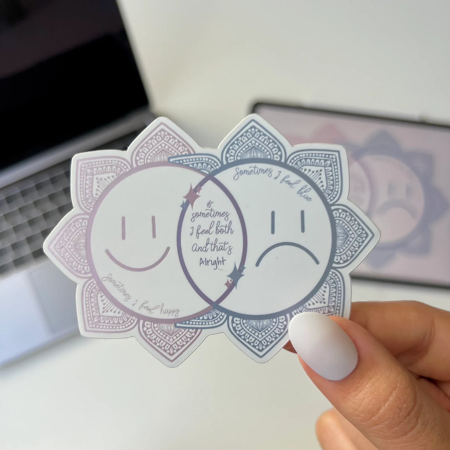Mixed Feelings Mandala Sticker – Holographic Waterproof Vinyl