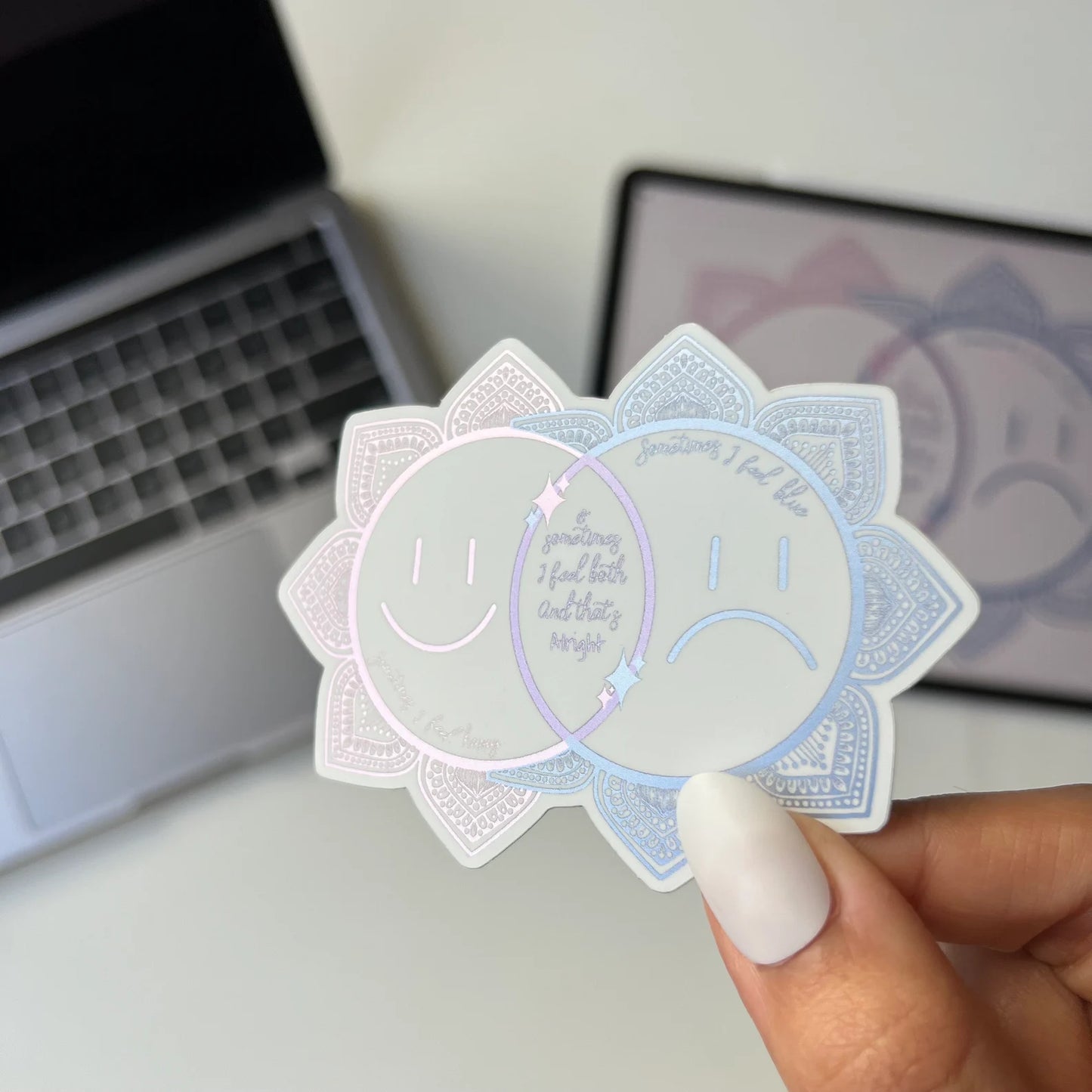 Mixed Feelings Mandala Sticker – Holographic Waterproof Vinyl