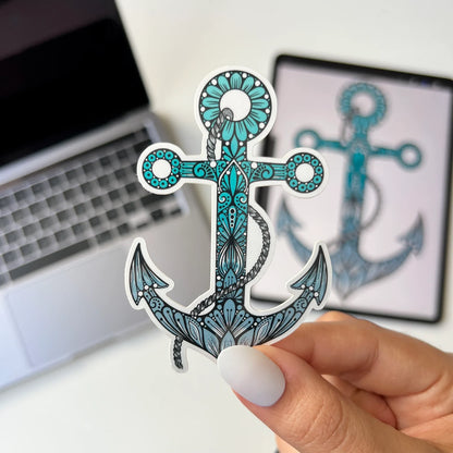 Zentangle anchor waterproof sticker