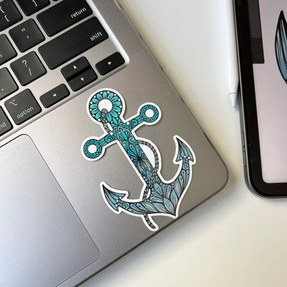 Zentangle anchor waterproof sticker