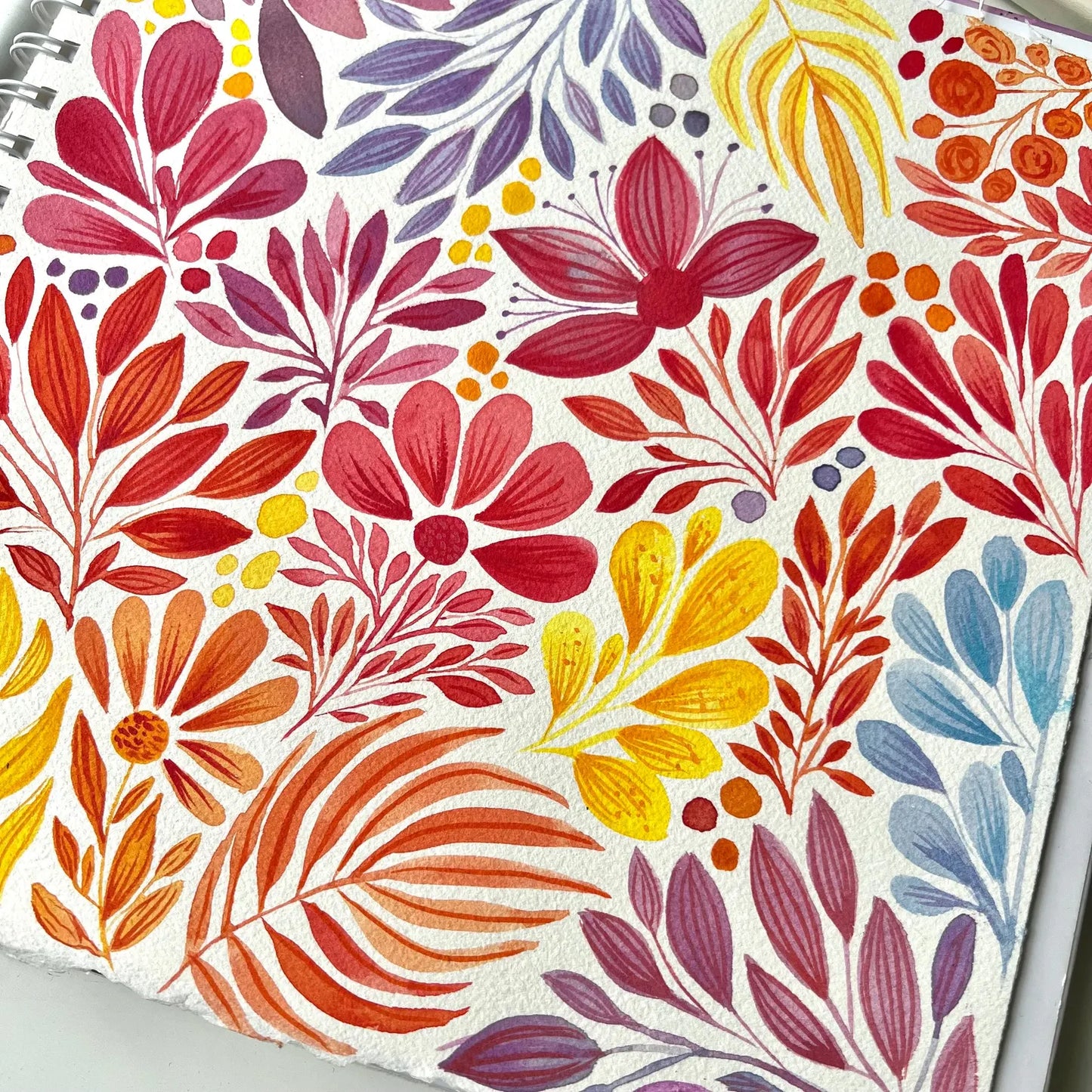 Watercolor plant doodle print