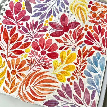Watercolor plant doodle print