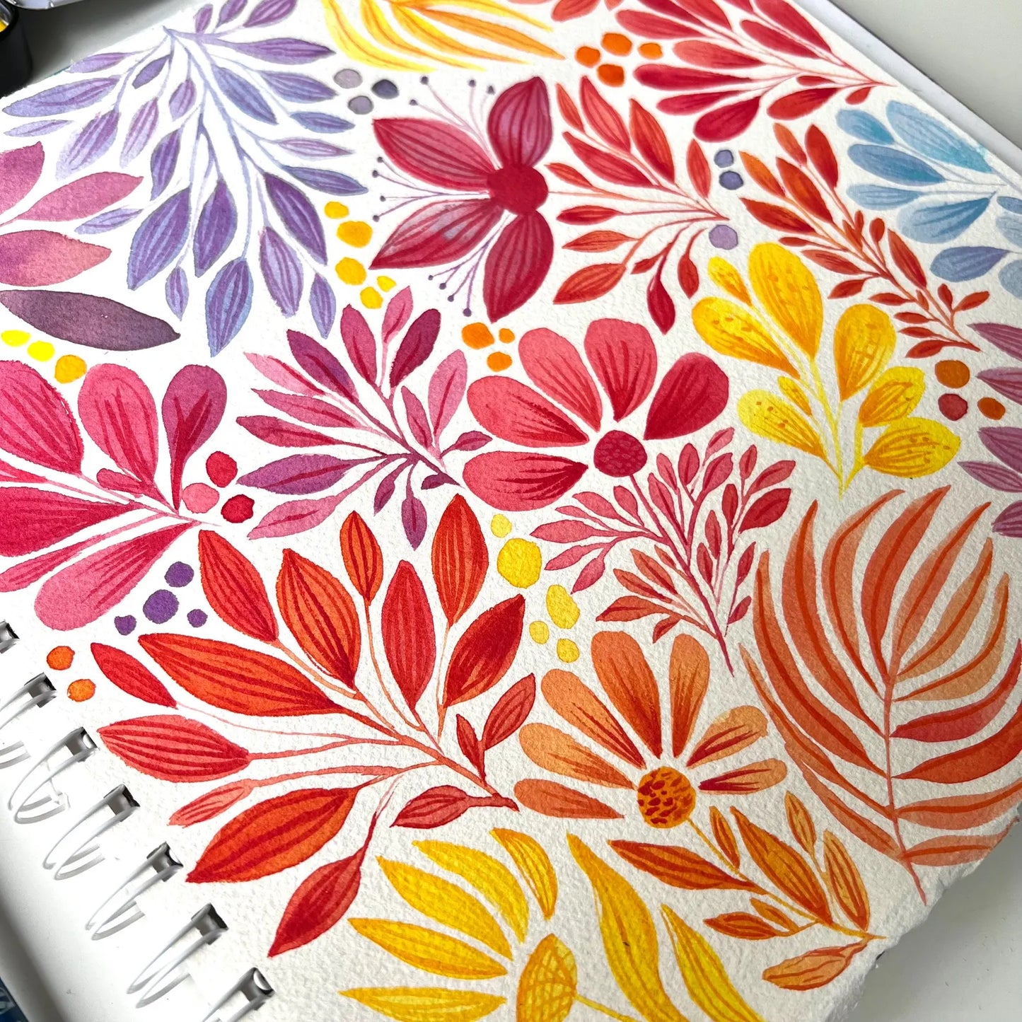 Watercolor plant doodle print