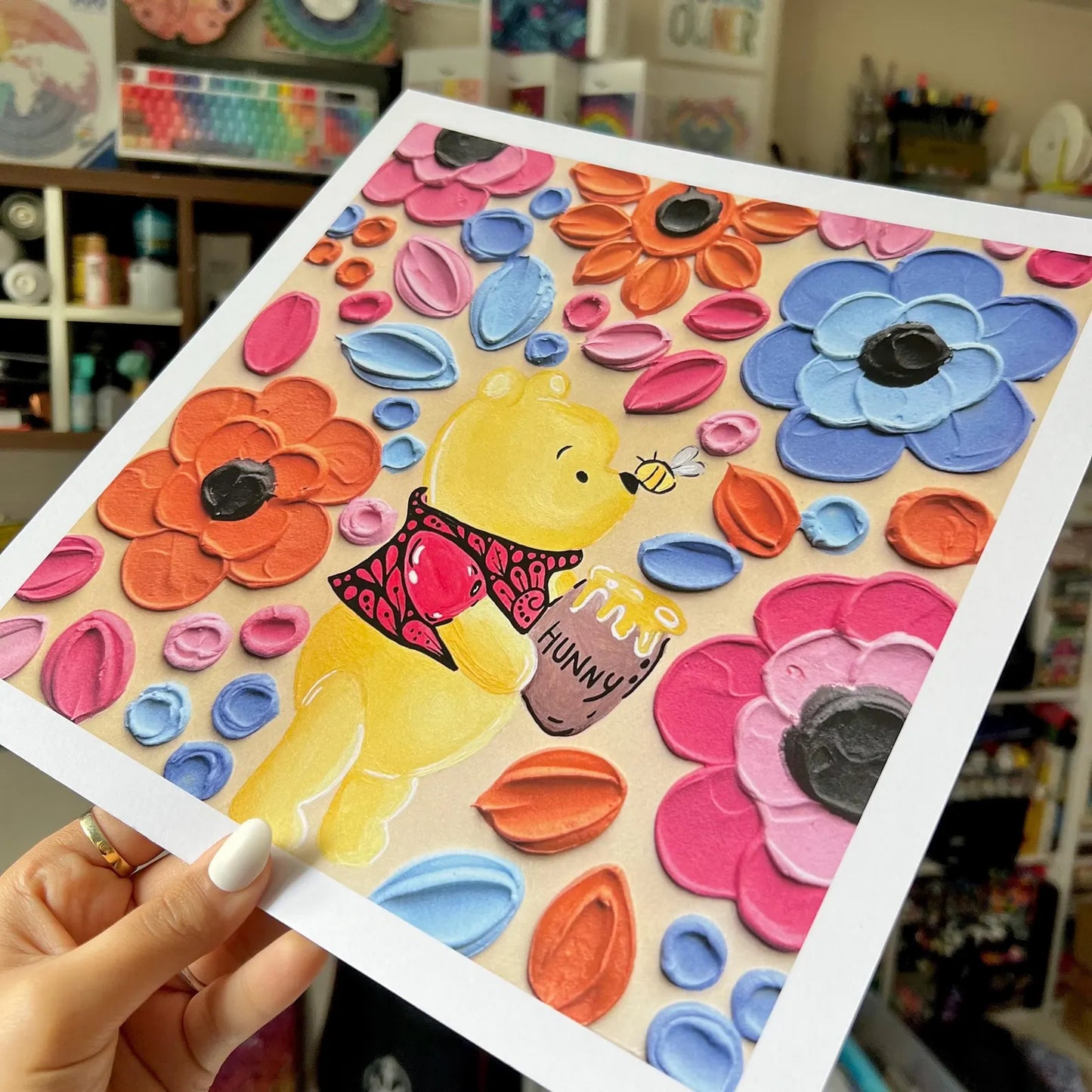 texture art Winnie-the-Pooh print
