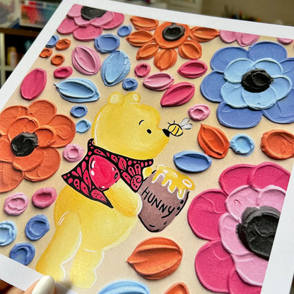 texture art Winnie-the-Pooh print