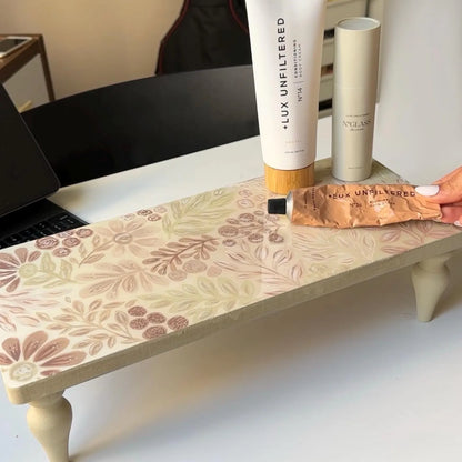 Handmade Wooden Mini Table - Floral Resin Laptop Stand (40 CM)