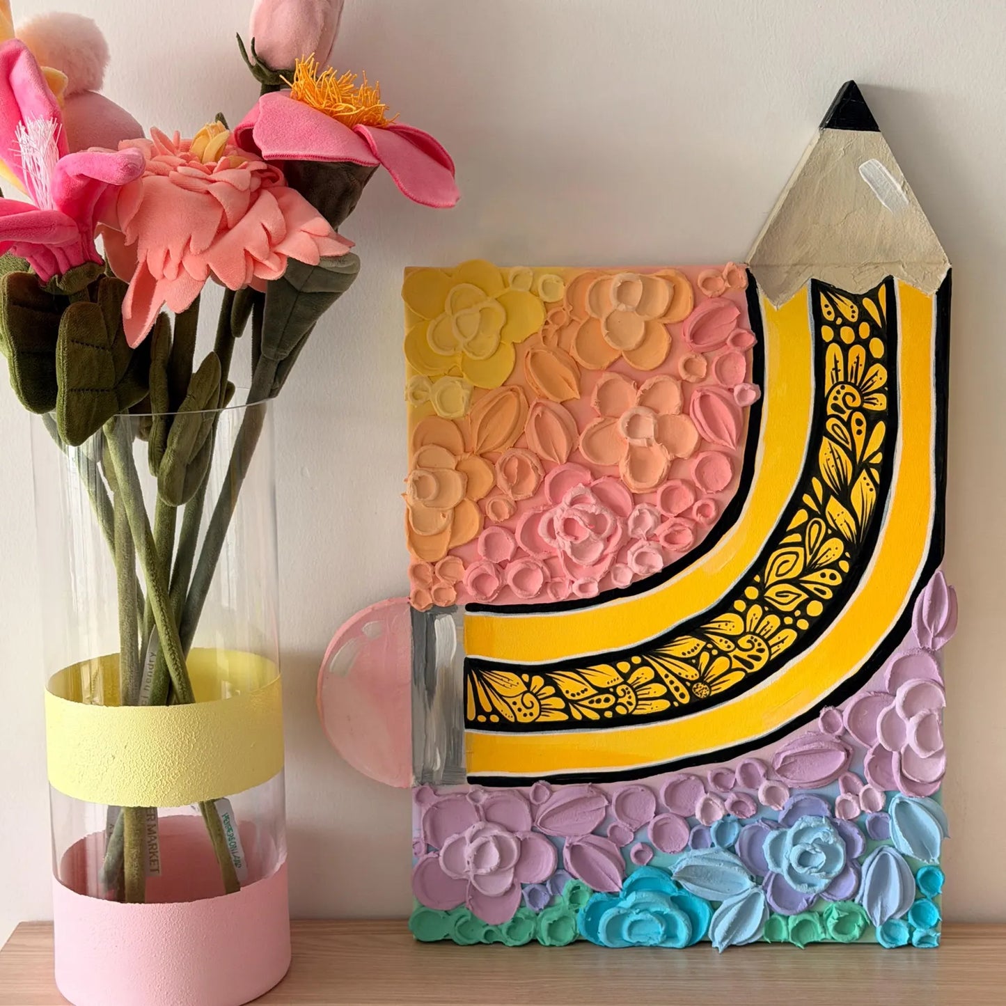 Where ideas bloom , textured and zentangle original painting