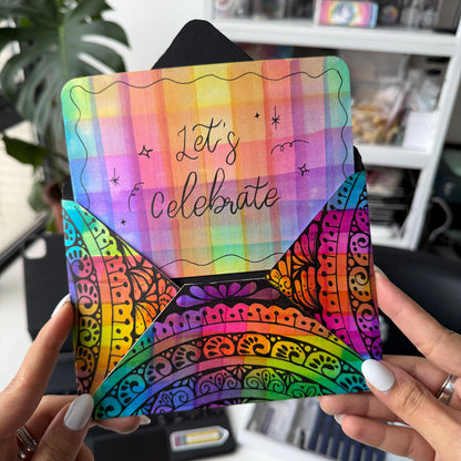 Handmade mandala and watercolor envelope