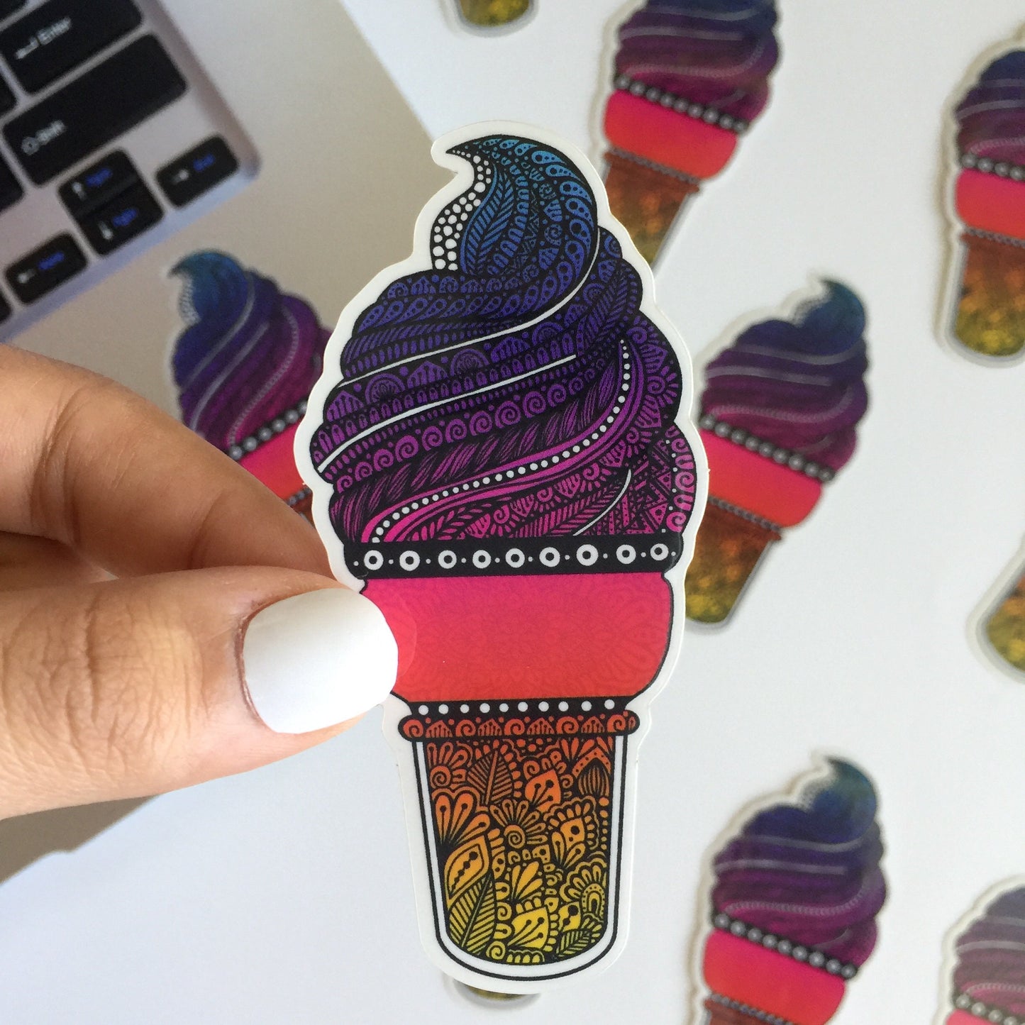 zentangle ice cream sticker