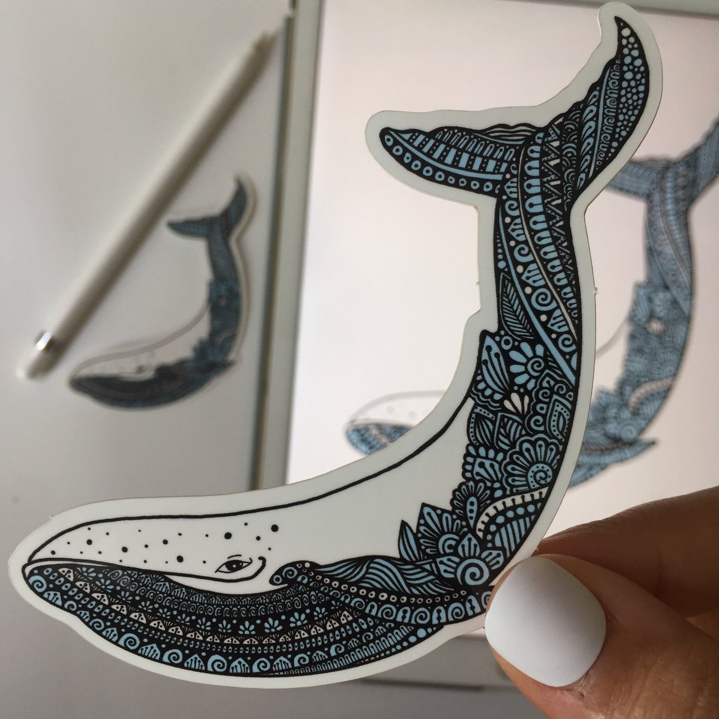 Zentangle Whale sticker