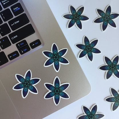 Blue floral mandala sticker