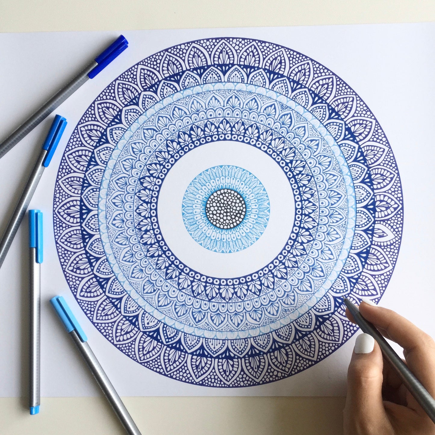 Evil eye mandala drawing print-artwork prints - hand drawing