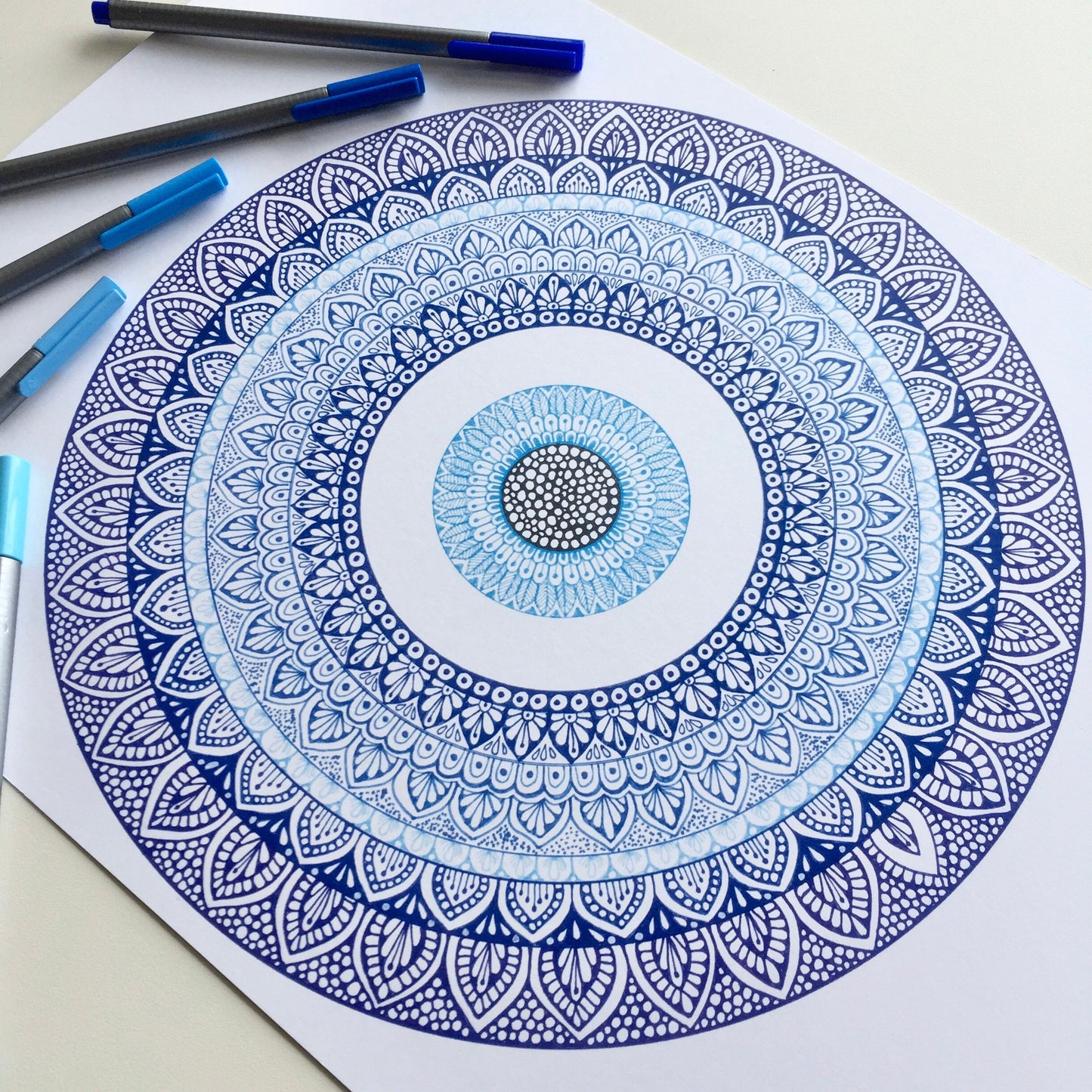 Evil eye mandala drawing print-artwork prints - hand drawing
