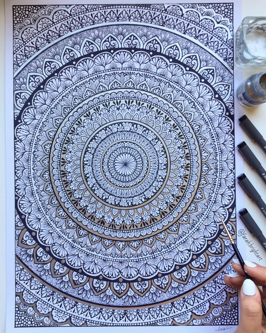 Hand drawing mandala- original artwork-wall decor-mandala art