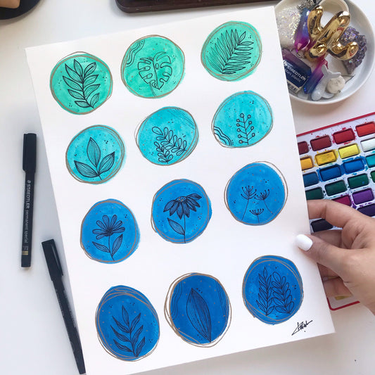 Original watercolor hand painting - wall decor-plant painting