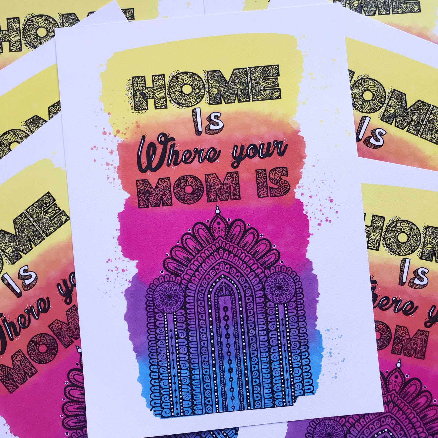 Home is where your mom is print - A4 print - mandala and zentangle artworks