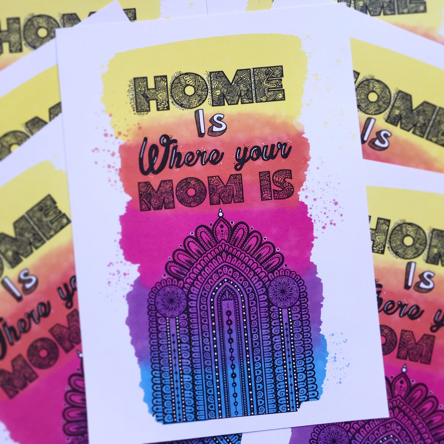 Home is where your mom is print - A4 print - mandala and zentangle artworks