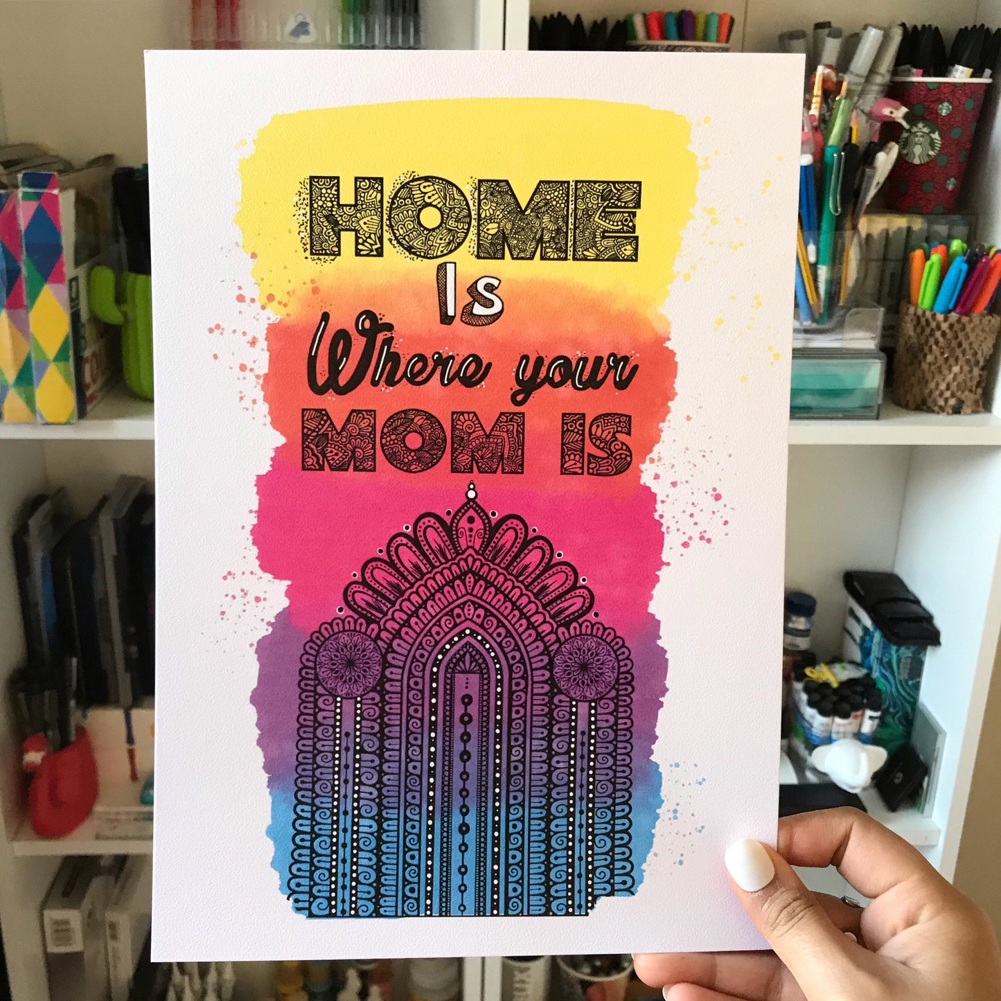 Home is where your mom is print - A4 print - mandala and zentangle artworks