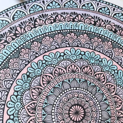 Patel mandala drawing - original artwork - hand illustration- wall decor- room decor