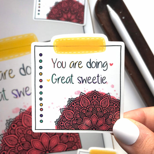 A little note mandala waterproof stickers.