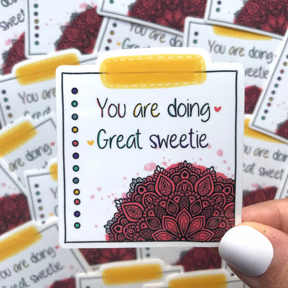 A little note mandala waterproof stickers.