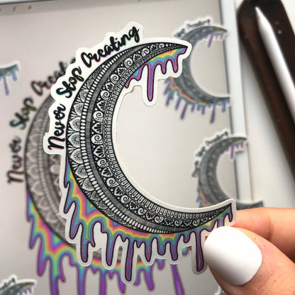 Never stop creating zentangle moon sticker