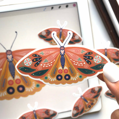 Moth illustration stickers