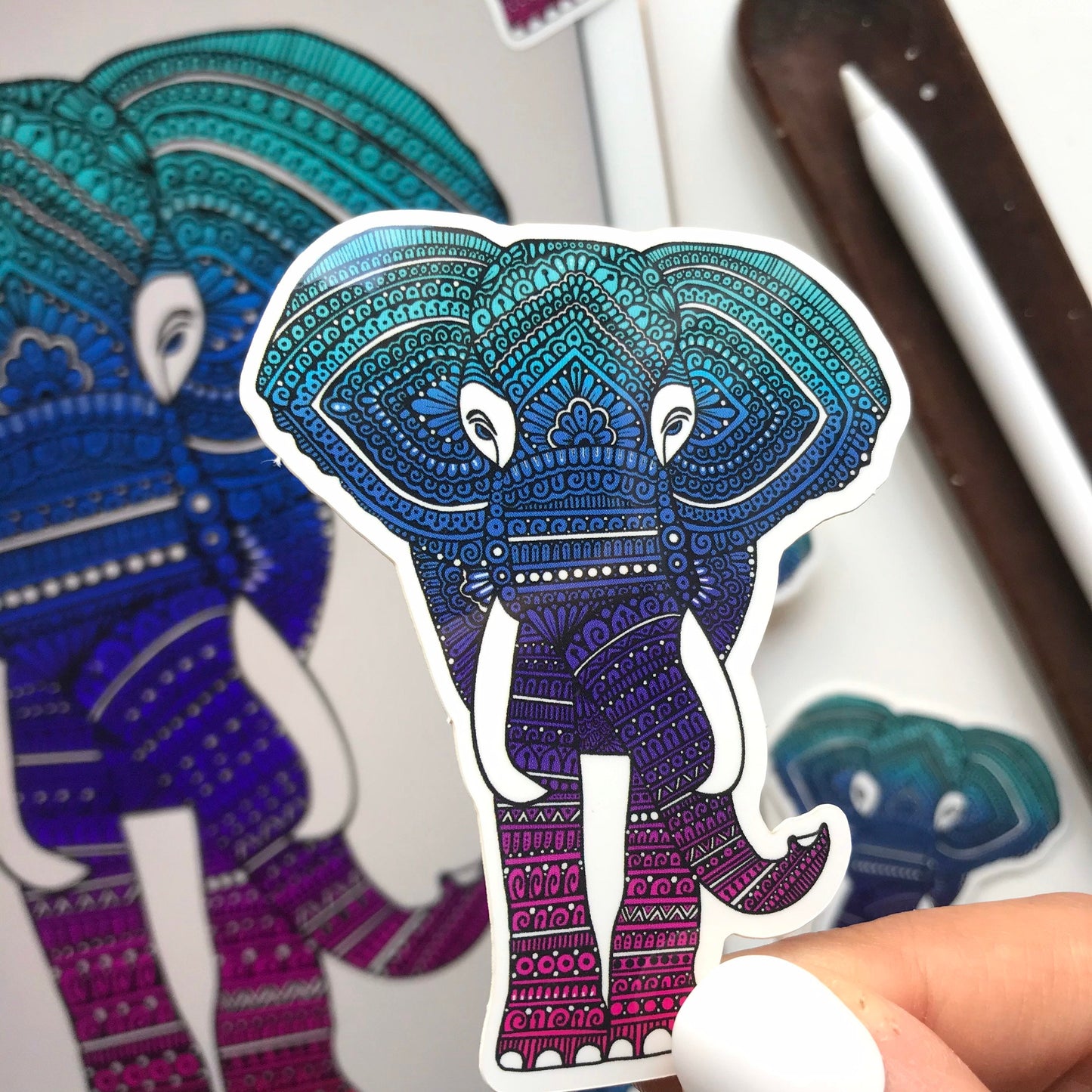 Zentangle elephant sticker