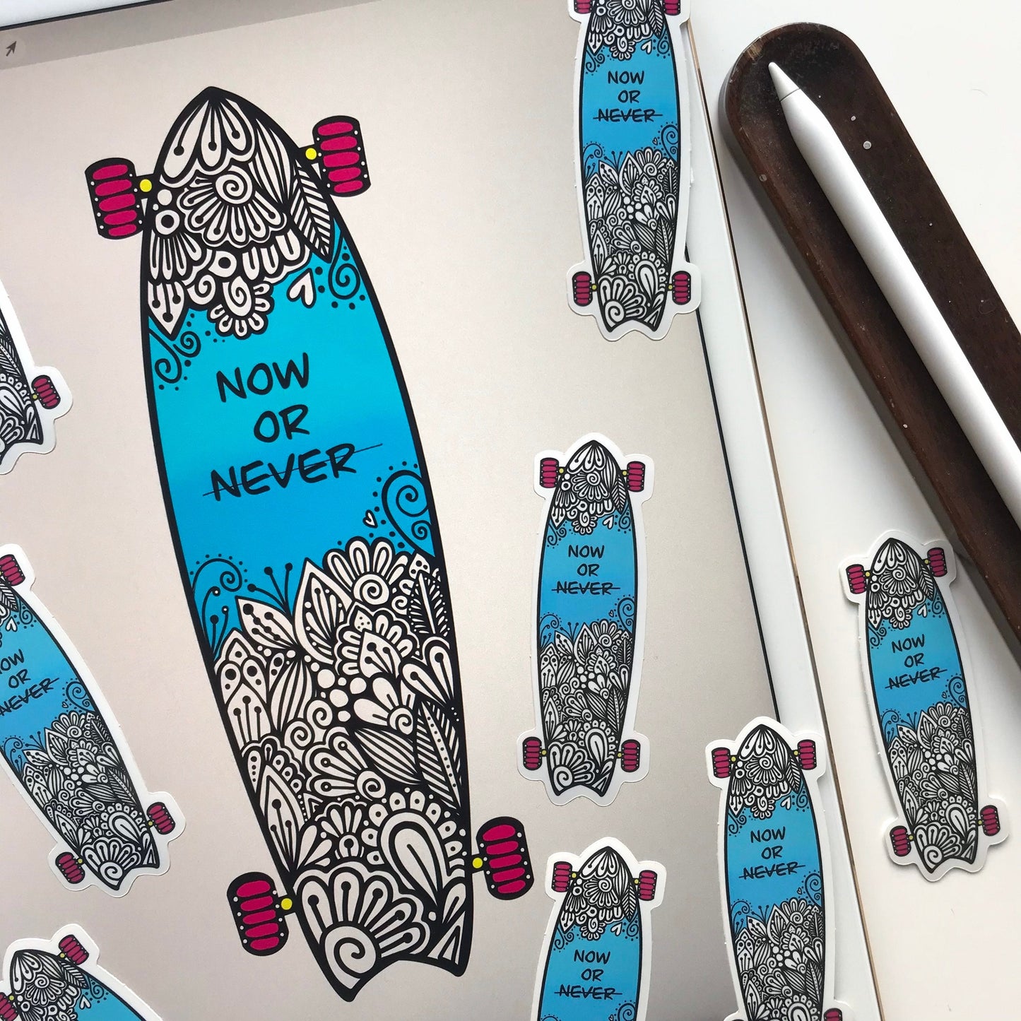 zentangle Skateboard stickers