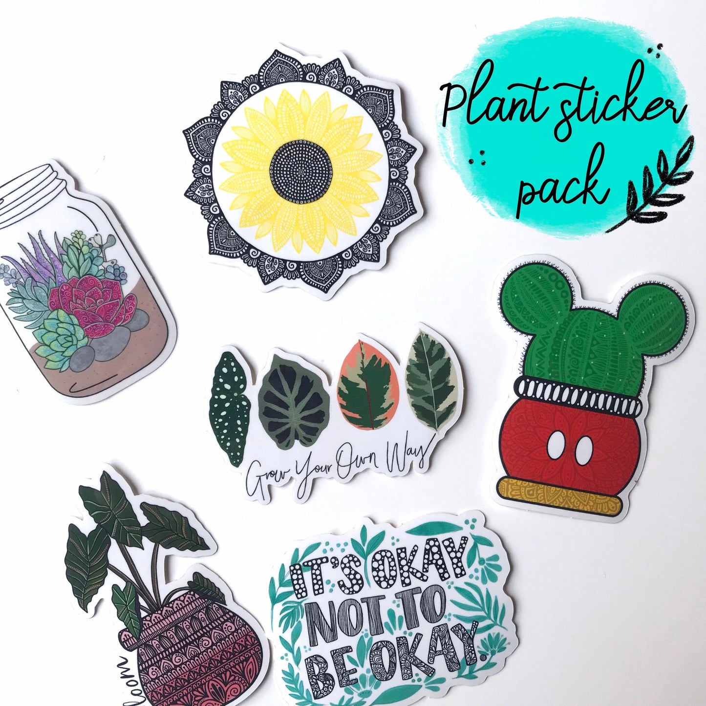 6 Plant stickers pack
