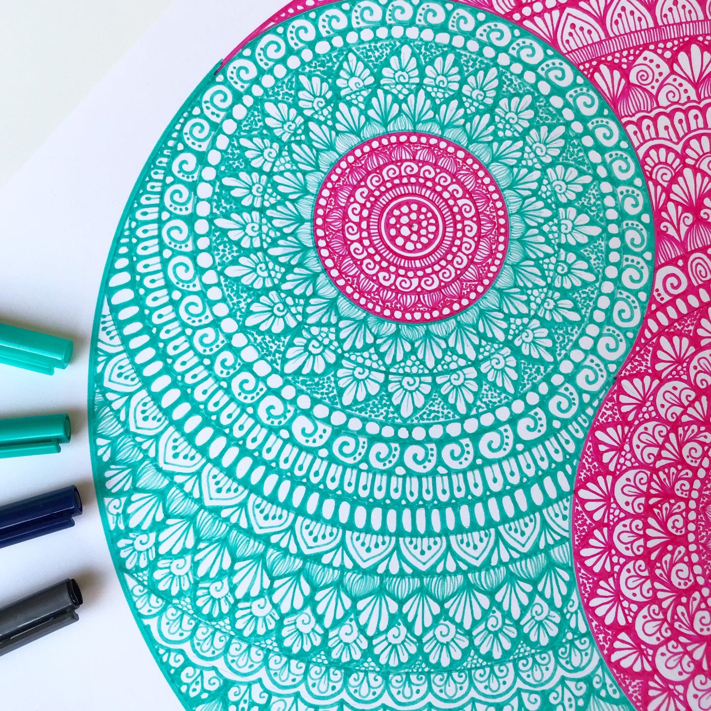 Mandala yin yang - hand drawing - wall decor - home decor -mandala artwork-yin yang drawing -yin yang art