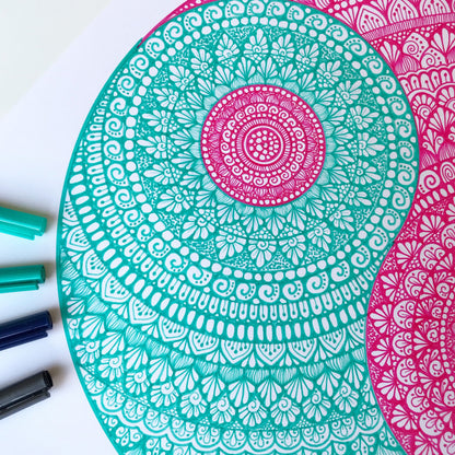 Mandala yin yang - hand drawing - wall decor - home decor -mandala artwork-yin yang drawing -yin yang art