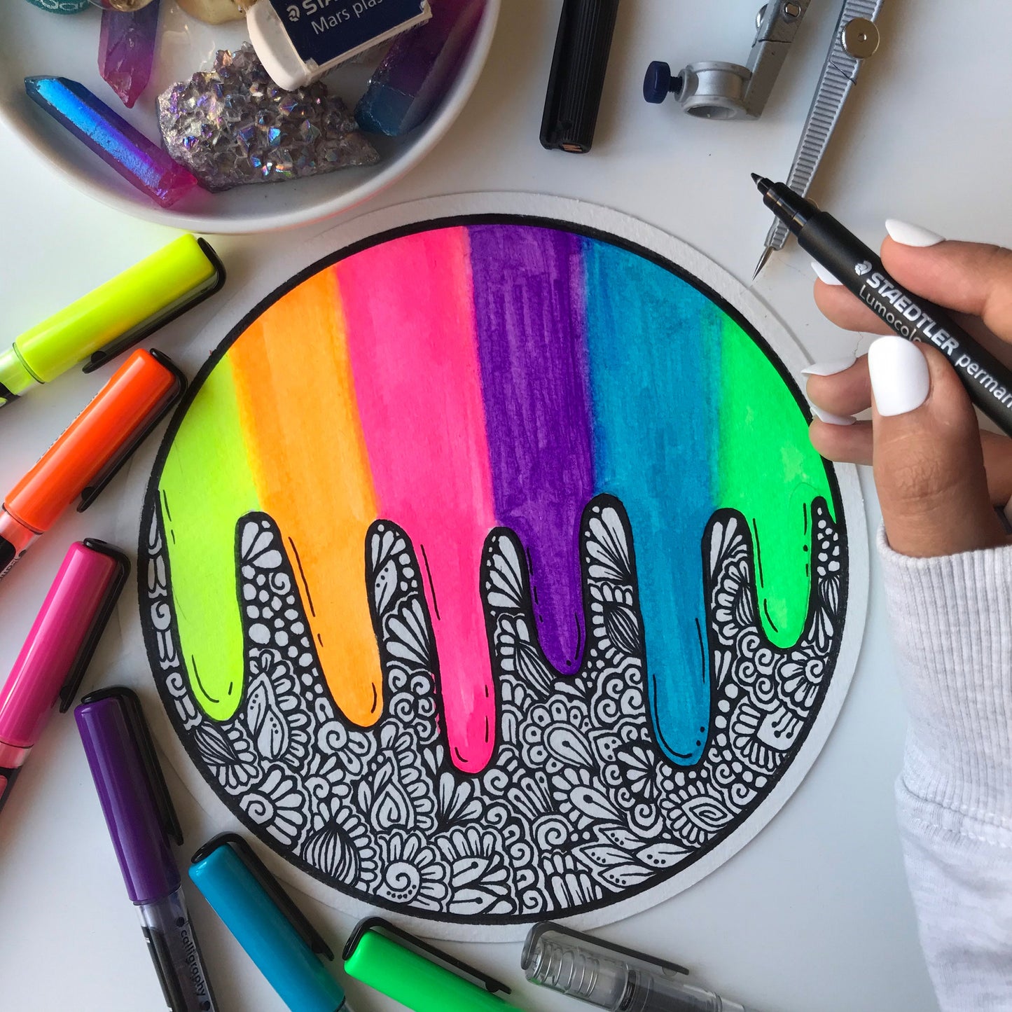 Neon zentangle artworks