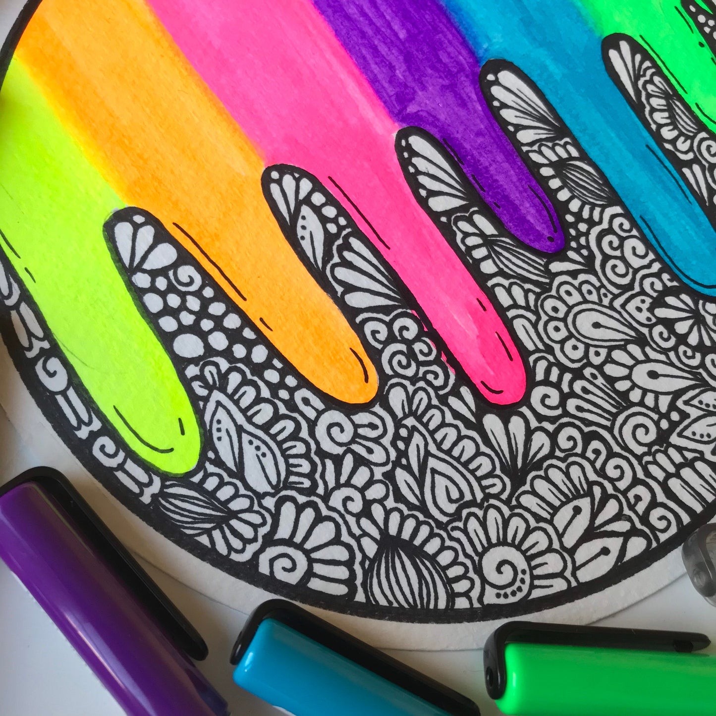 Neon zentangle artworks