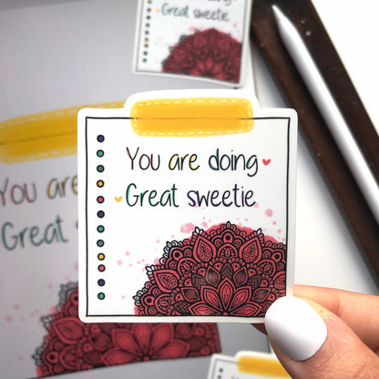 A little note mandala waterproof stickers.
