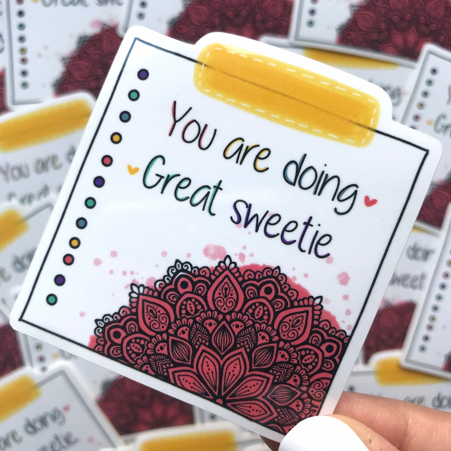 A little note mandala waterproof stickers.