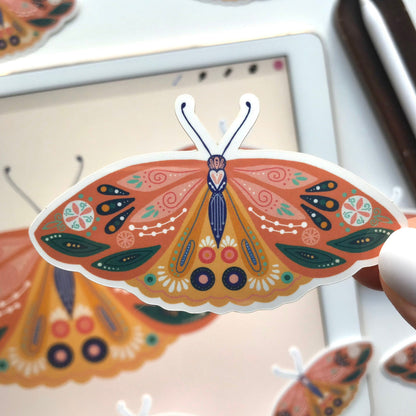 Moth illustration stickers