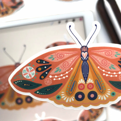 Moth illustration stickers